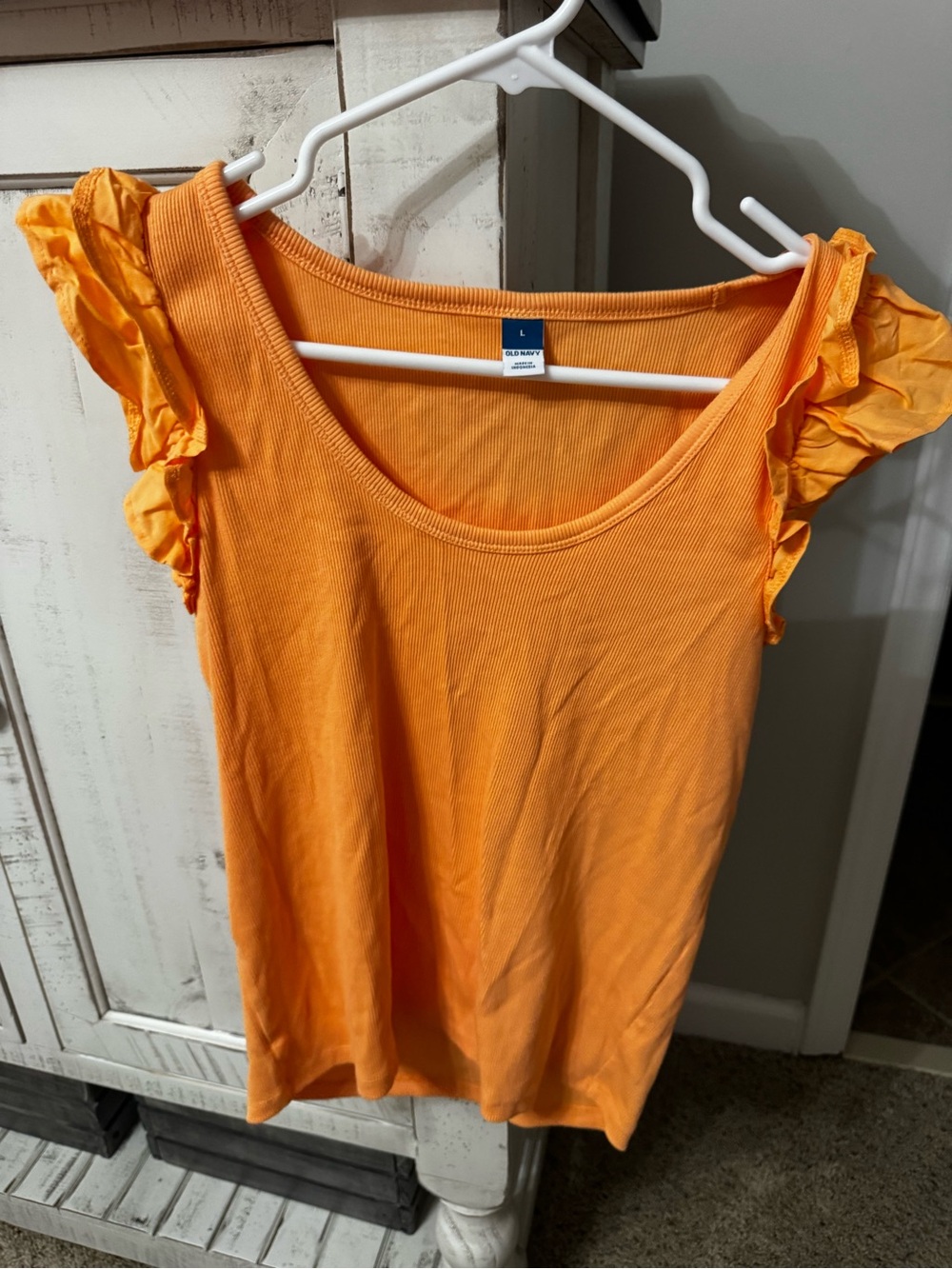 Old Navy Women's Bright Orange Ruffle Cap Sleeve Tank